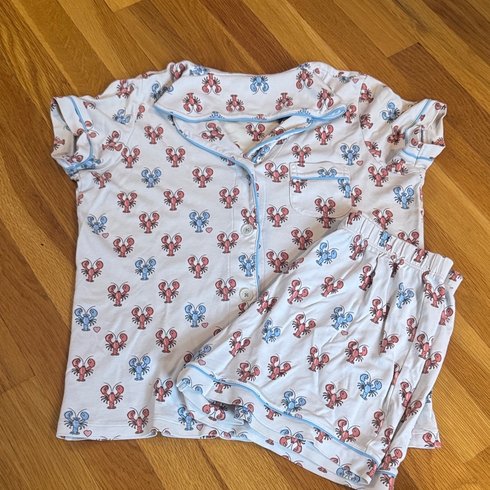 EUC Roller Rabbit Pajama Set with Red and Blue Lobsters, LIMITED PRINT